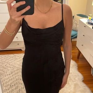 Black cowl neck slip dress